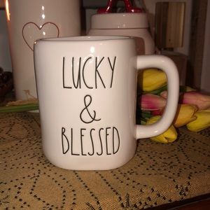 Rae Dunn LUCKY & BLESSED Mug